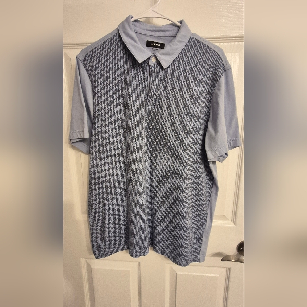 Alfani Light Blue Patterned Men's Polo Shirt